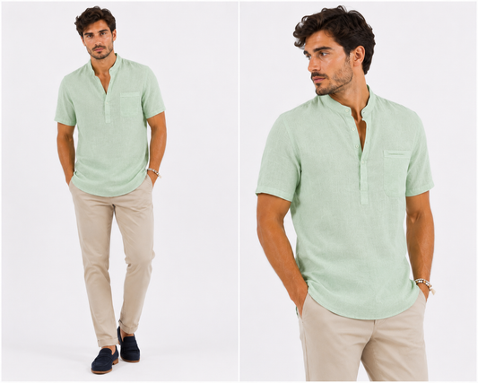 Zéfiro | Camisa casual de lino y algodón para hombre