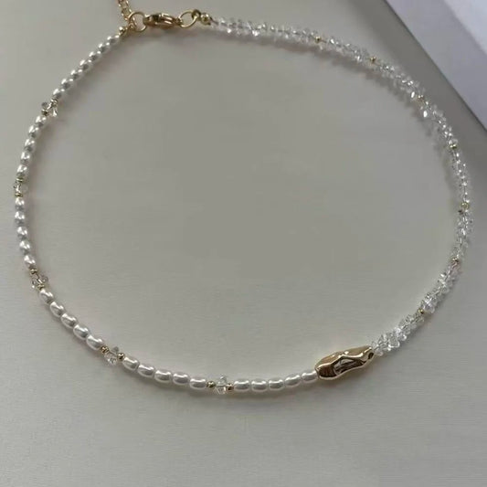Collar Largo de Borlas, Perlas de Imitación y Cristales | Joyería Elegante