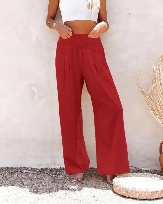 Sira | Pantalón de lino de pierna ancha y tiro alto
