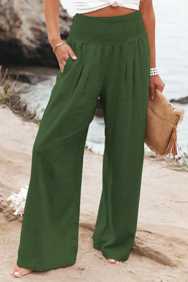 Sira | Pantalón de lino de pierna ancha y tiro alto