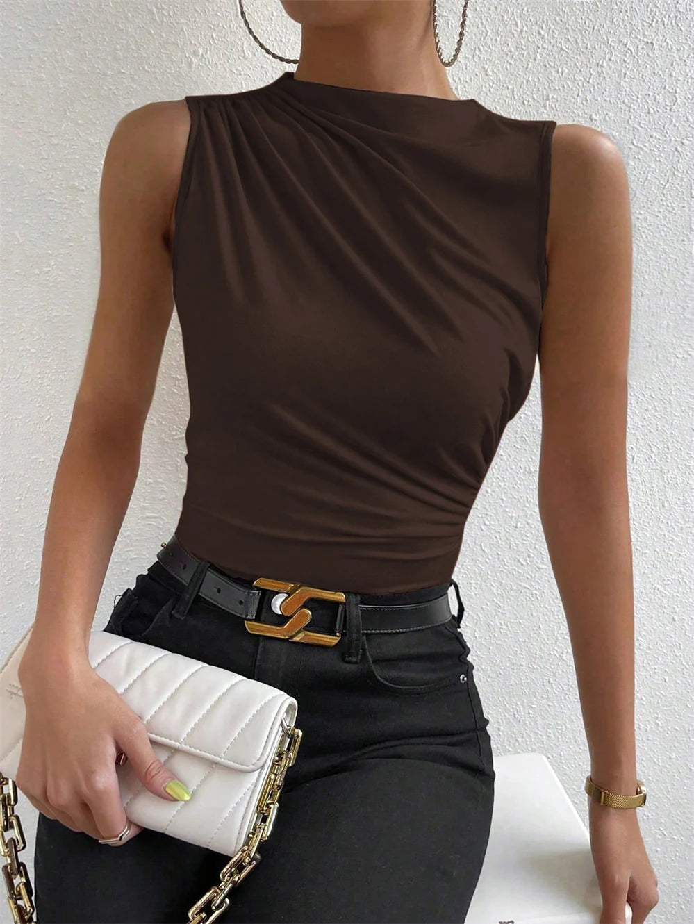 Kendall | Top sin mangas BamGleam fruncido