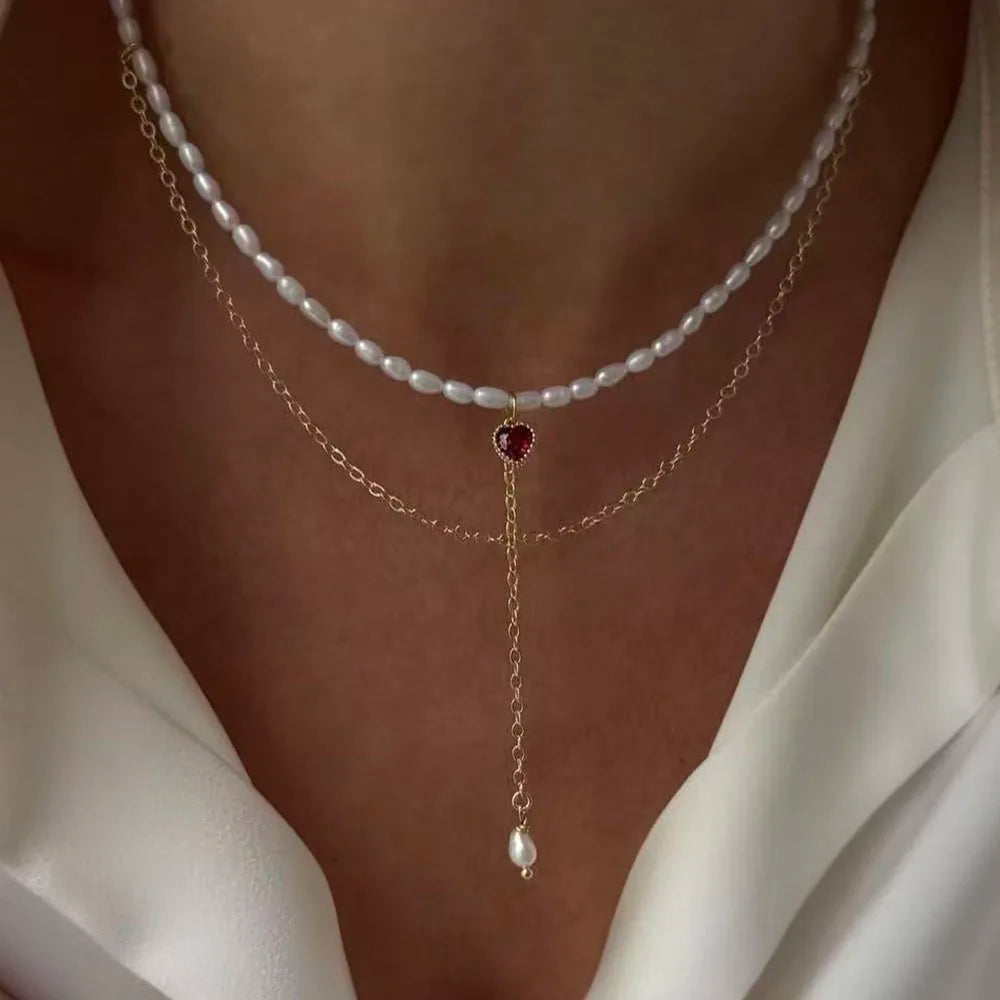Collar Largo de Borlas, Perlas de Imitación y Cristales | Joyería Elegante