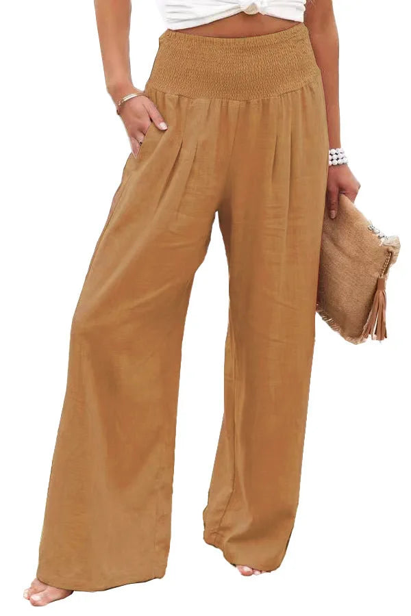 Sira | Pantalón de lino de pierna ancha y tiro alto