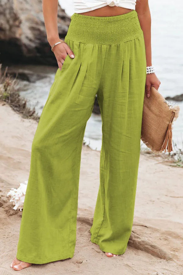 Sira | Pantalón de lino de pierna ancha y tiro alto