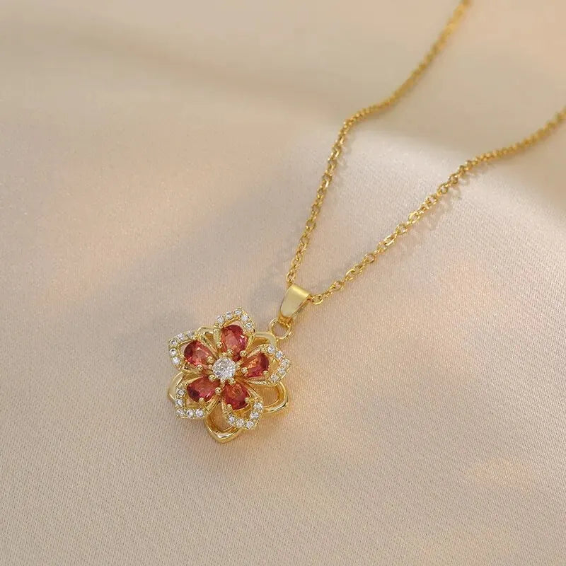 Colgante de Flor Giratoria y Circonitas Brillantes
