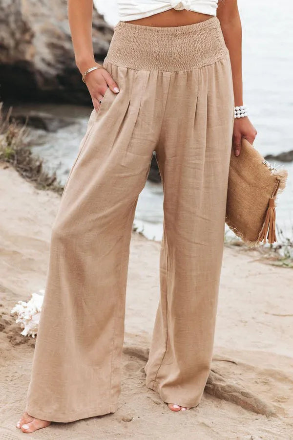 Sira | Pantalón de lino de pierna ancha y tiro alto