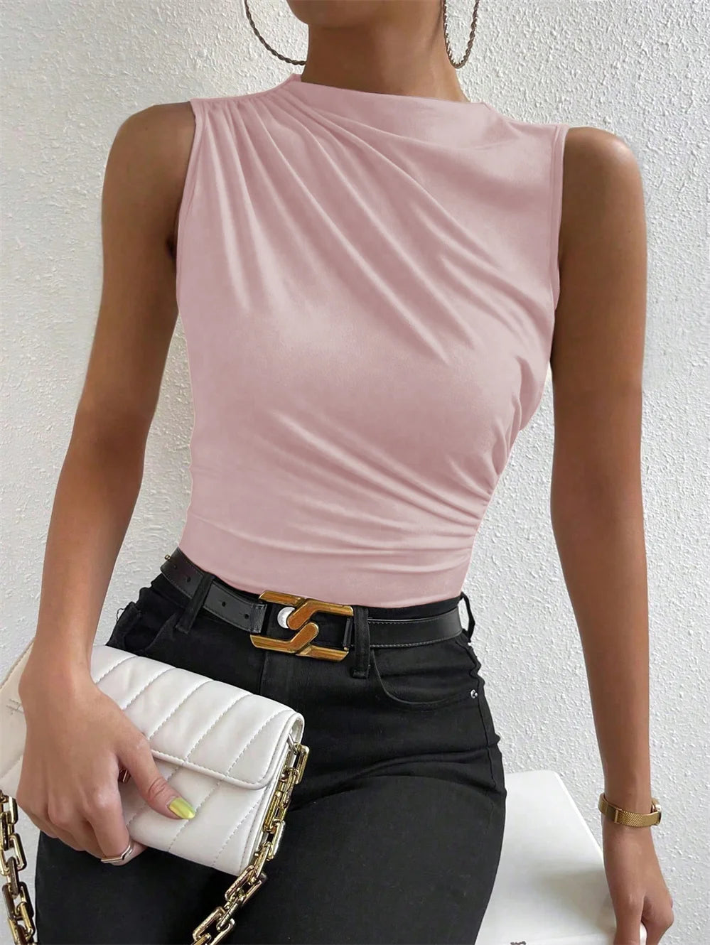Kendall | Top sin mangas BamGleam fruncido