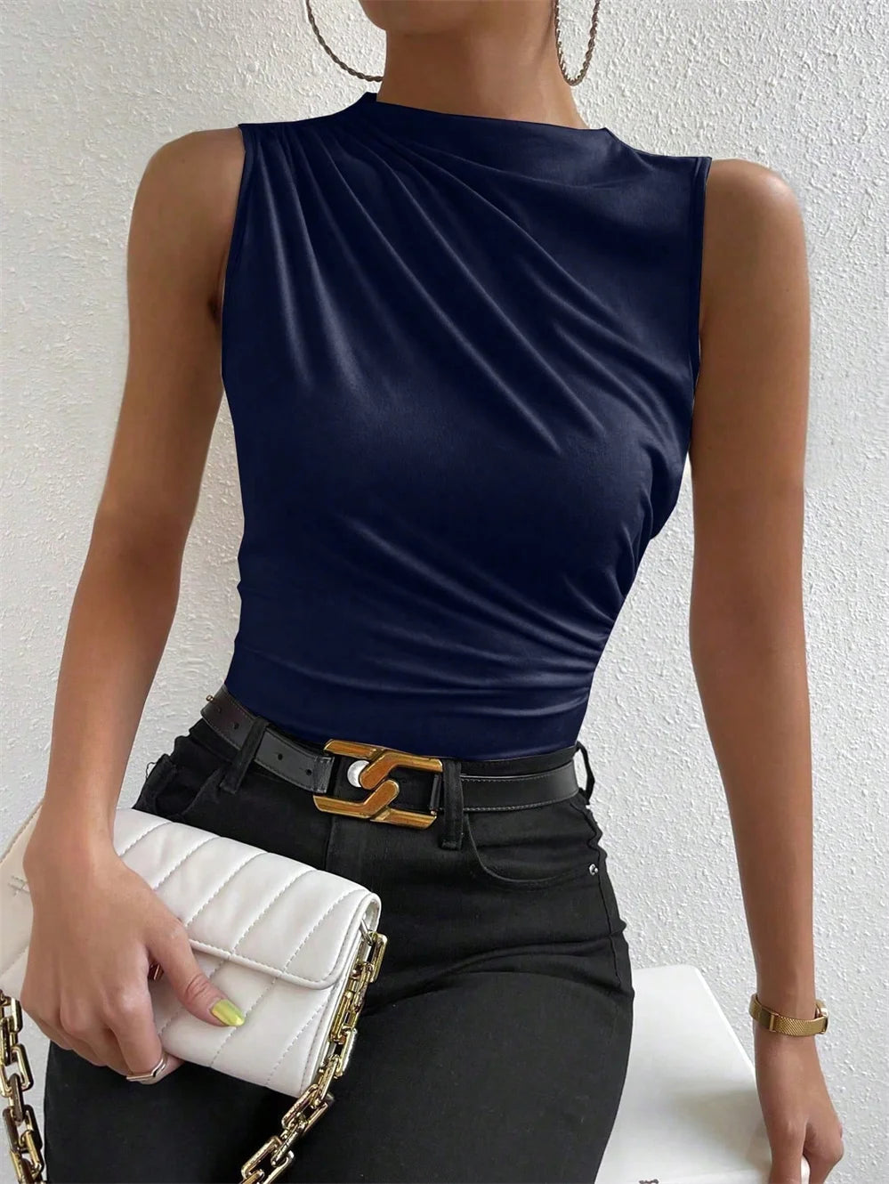 Kendall | Top sin mangas BamGleam fruncido