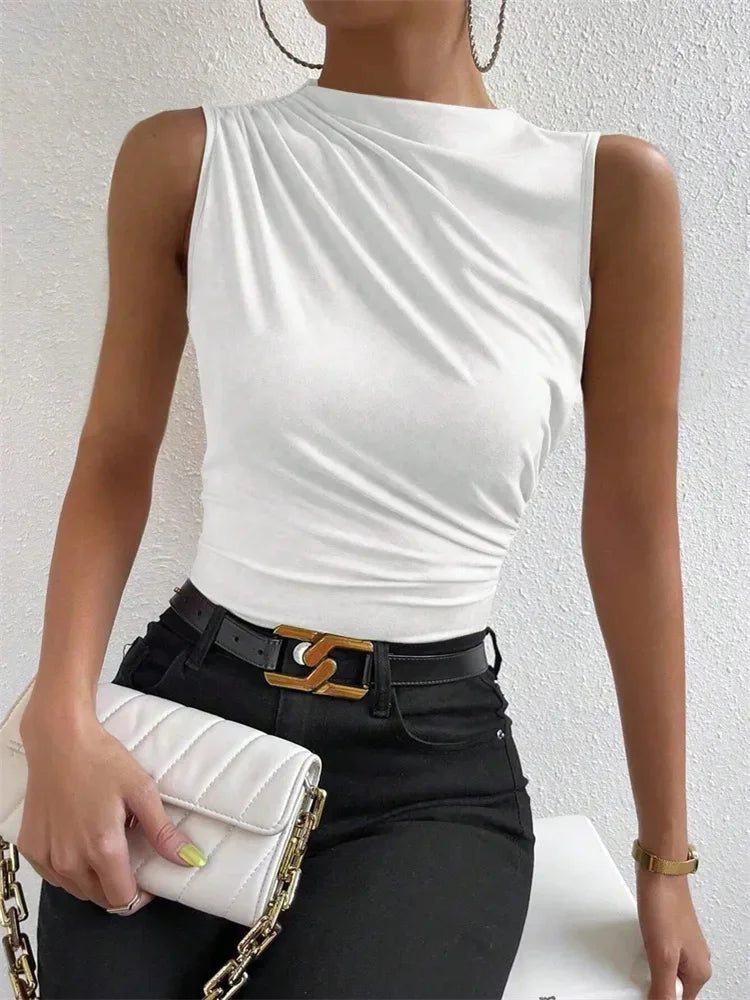 Kendall | Top sin mangas BamGleam fruncido