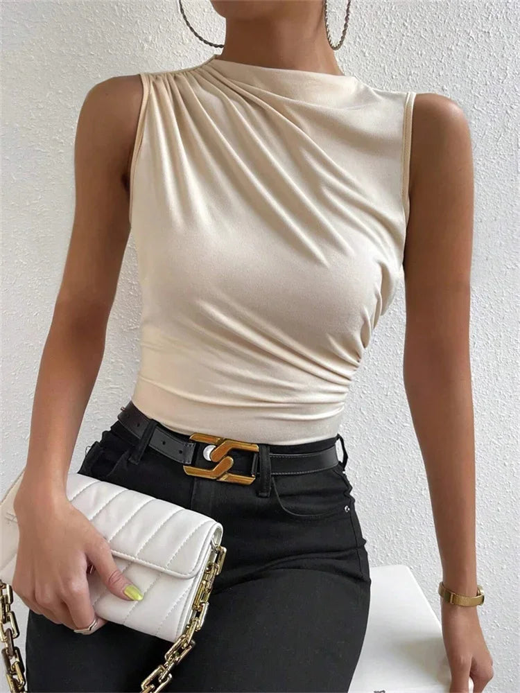 Kendall | Top sin mangas BamGleam fruncido