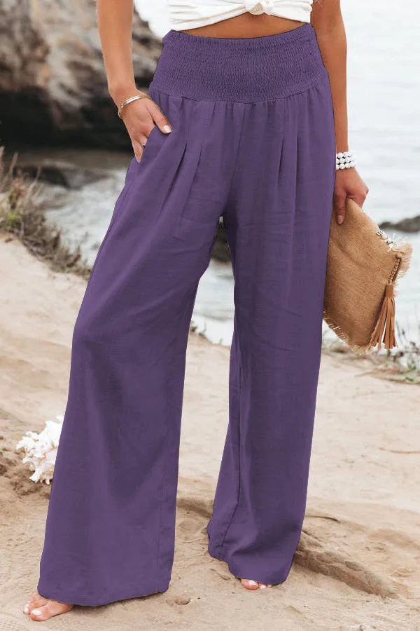 Sira | Pantalón de lino de pierna ancha y tiro alto