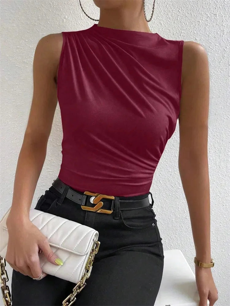 Kendall | Top sin mangas BamGleam fruncido