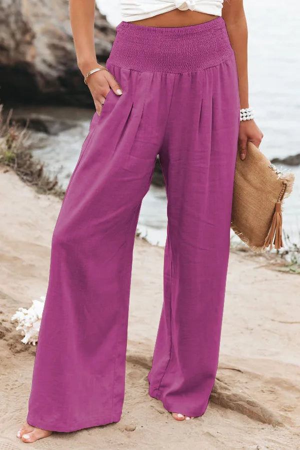 Sira | Pantalón de lino de pierna ancha y tiro alto