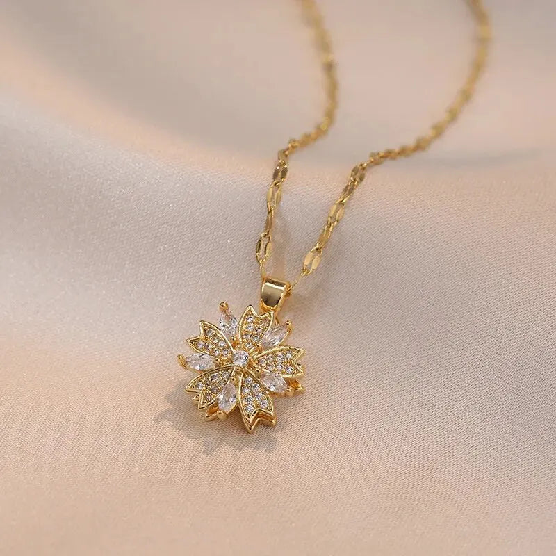 Colgante de Flor Giratoria y Circonitas Brillantes