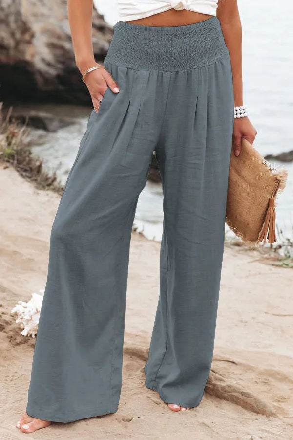 Sira | Pantalón de lino de pierna ancha y tiro alto
