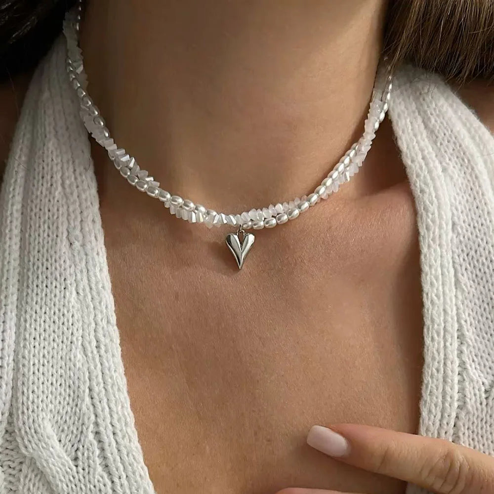 Collar Largo de Borlas, Perlas de Imitación y Cristales | Joyería Elegante