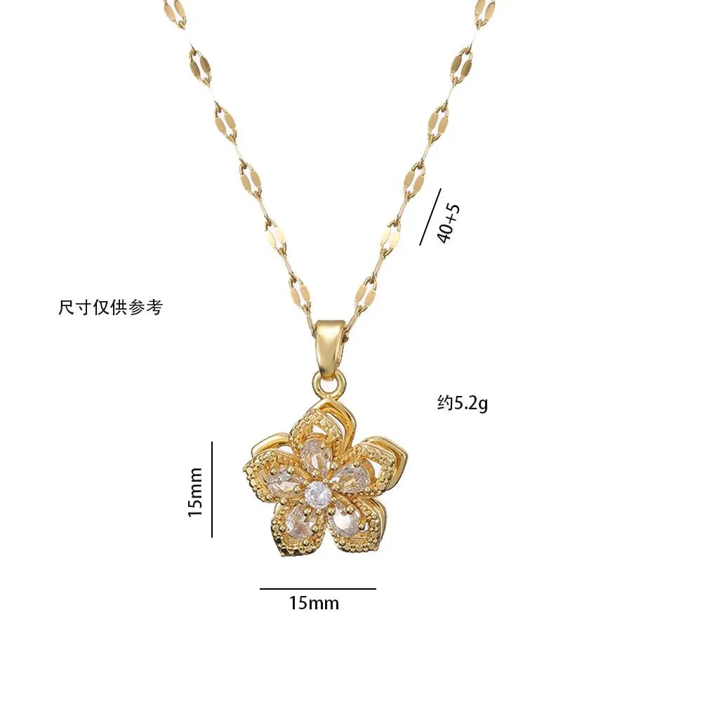 Colgante de Flor Giratoria y Circonitas Brillantes
