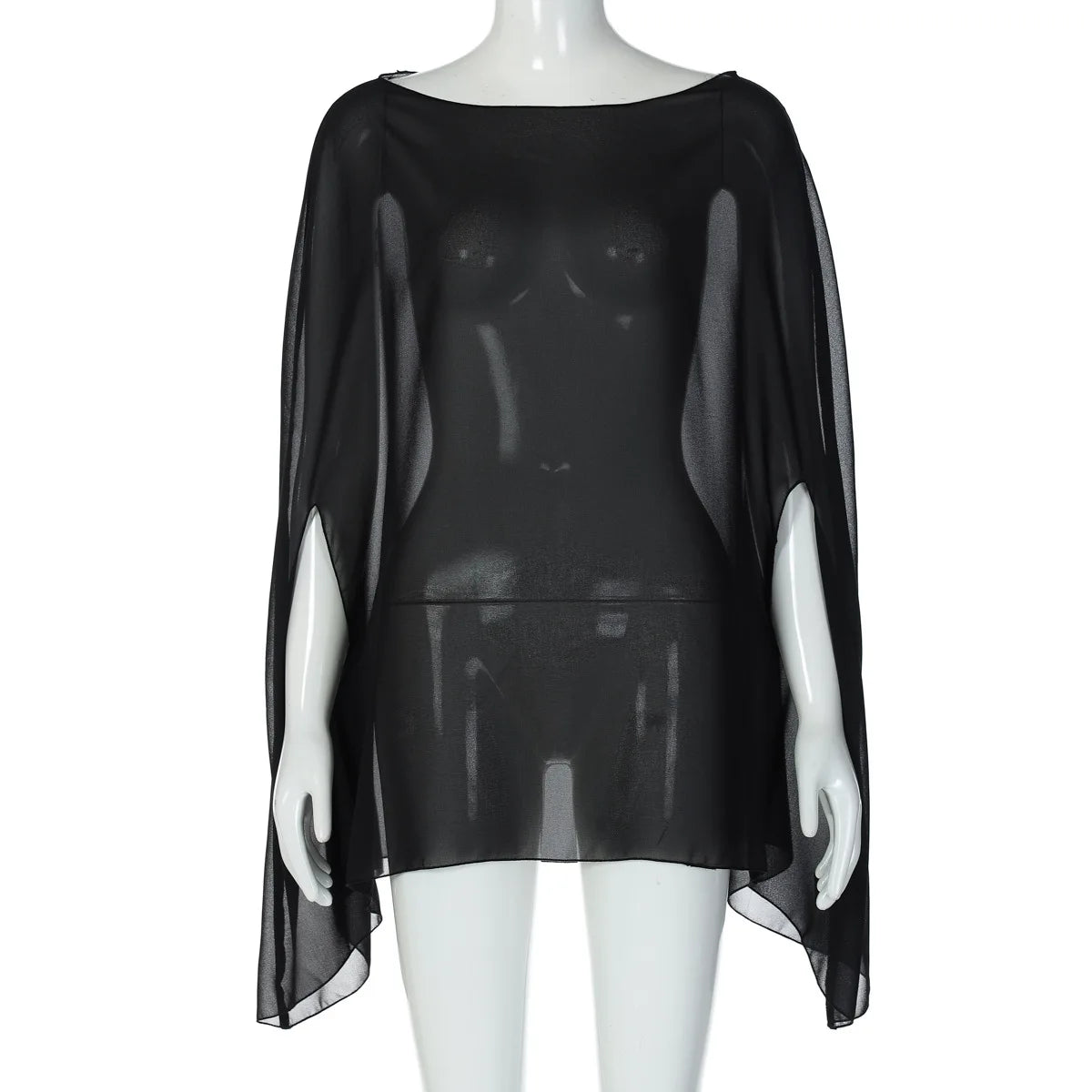 Amira | Blusa de gasa transparente en estilo capa
