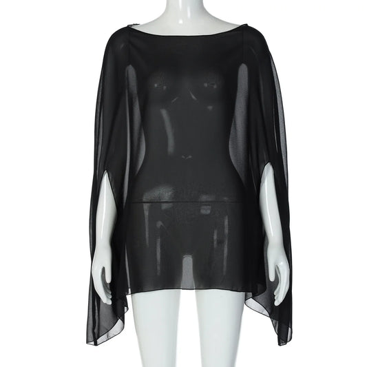 Amira | Blusa de gasa transparente en estilo capa